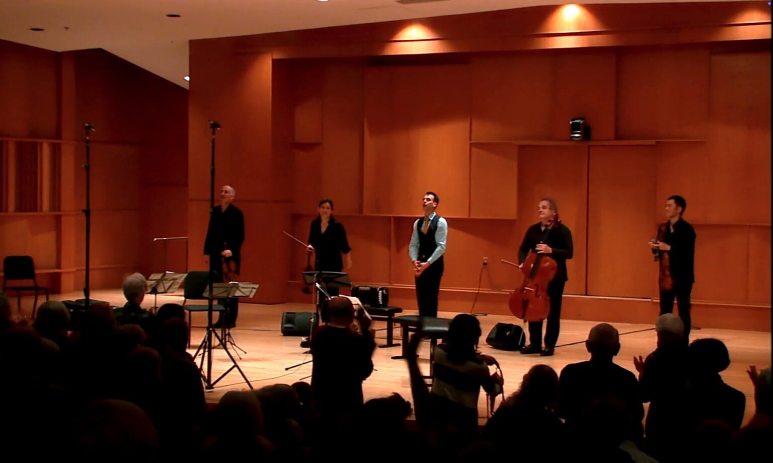 Julien Labro performing chamber music with the Takács Quartet