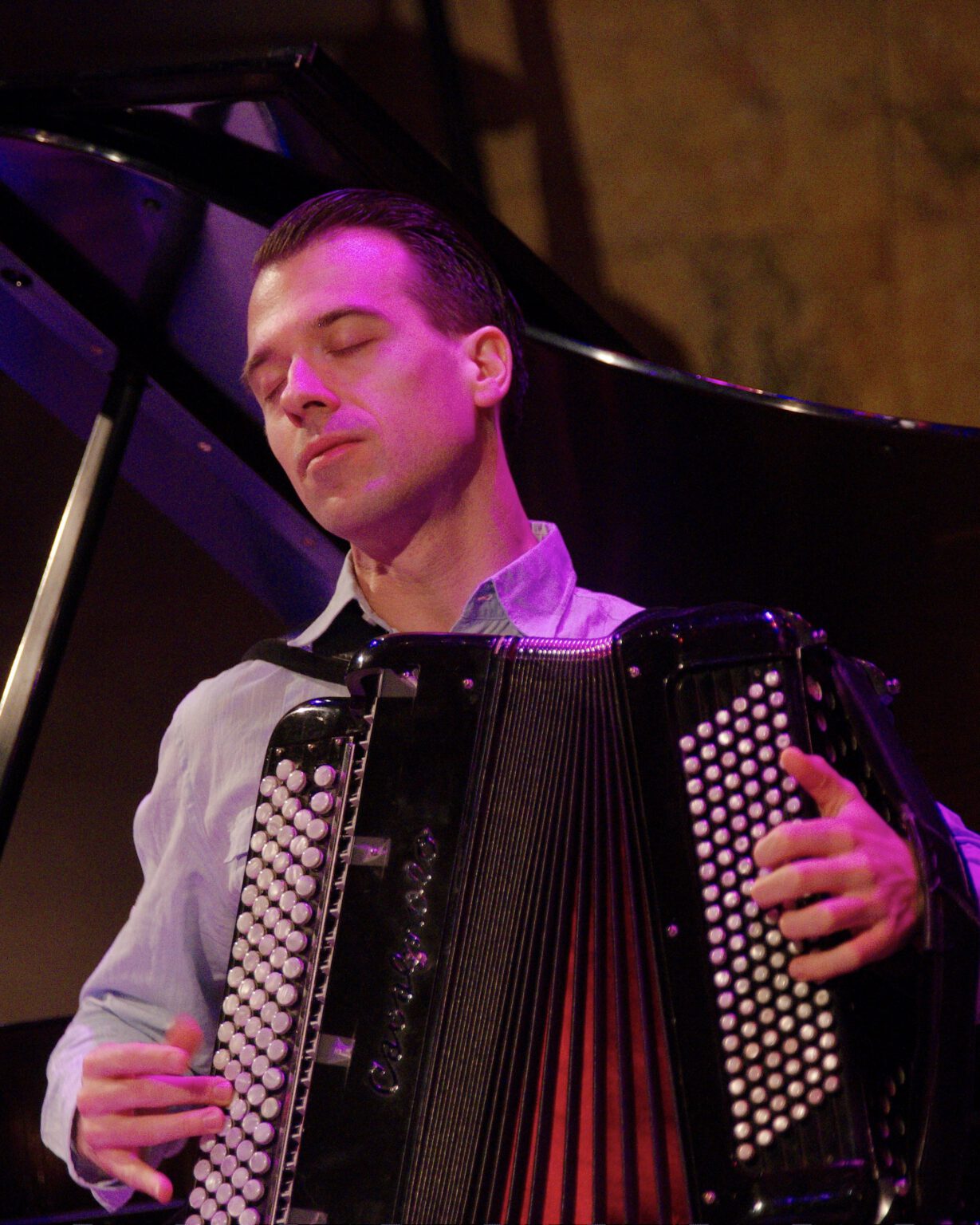 Julien Labro performing on accordion in concert