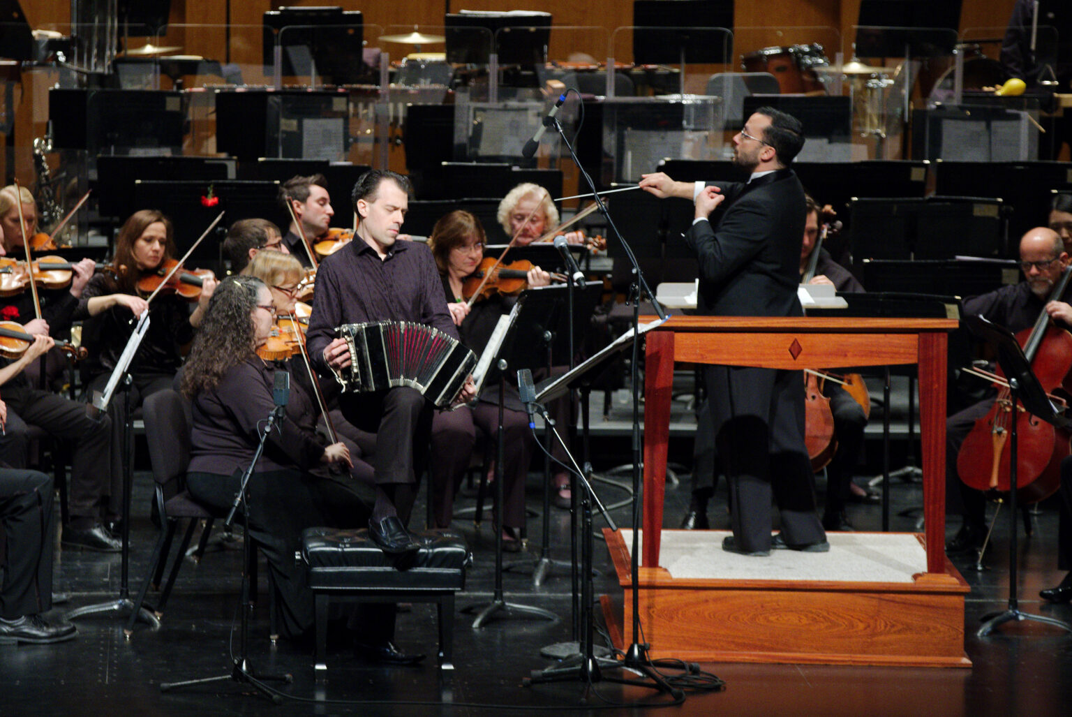 Julien Labro performing bandoneon with the Hartford Symphony Orchestra and conductor Adam Boyles
