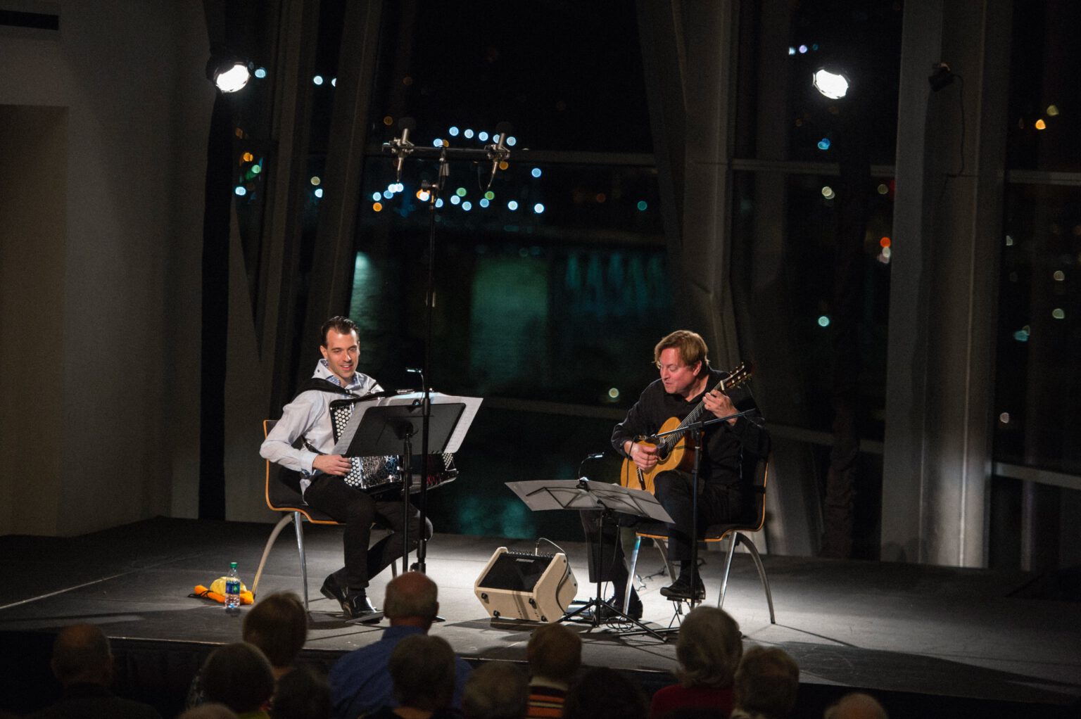 Julien Labro and guitarist Jason Vieaux performing in concert